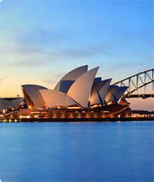 Paisagem de Sidney, na Austrália, um dos principais destinos do continente.